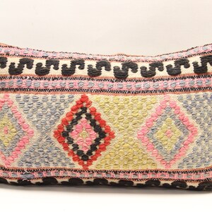Throw Kilim pillow cover 12x20 inch decorative Pillow Bohemian handmade Lumbar Oriental anatolian Kelim art deco style Cushion Cover B-1614