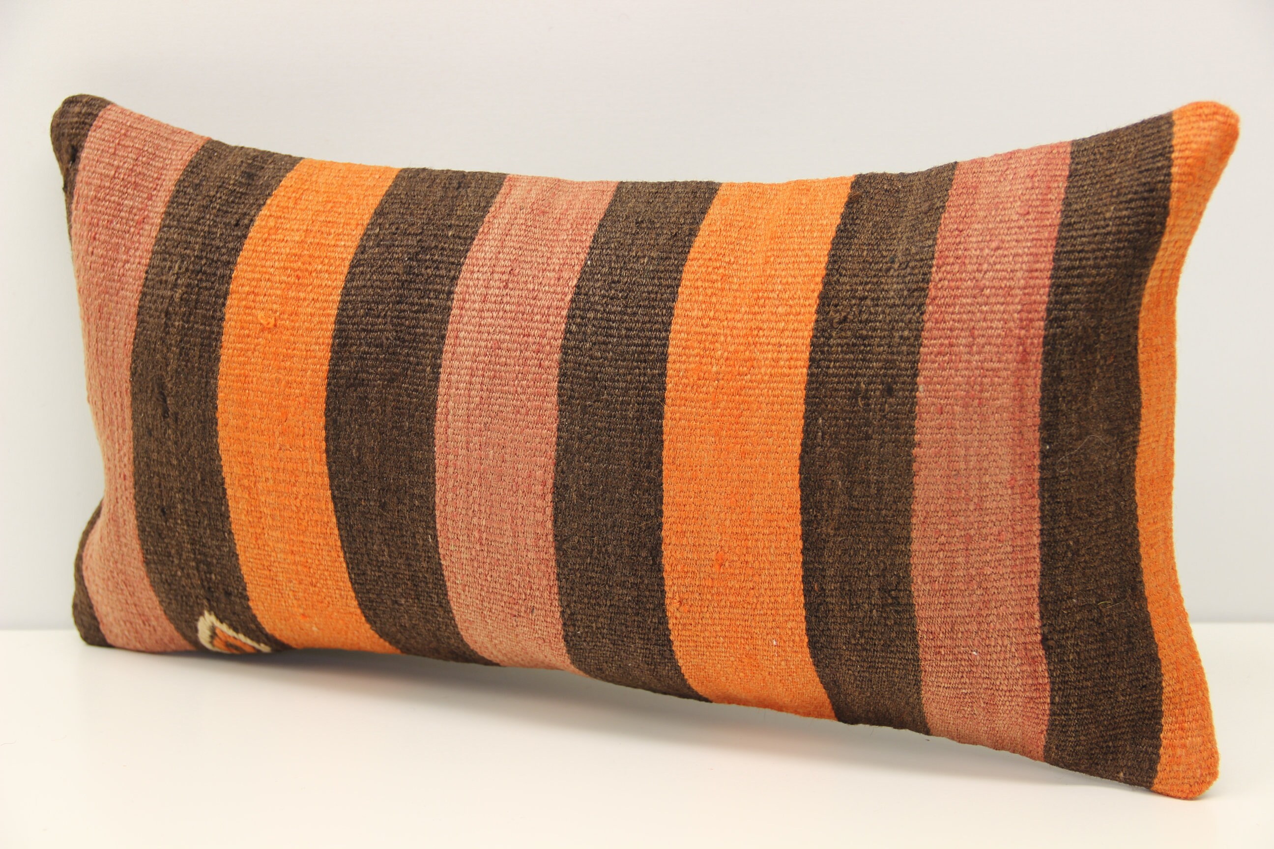 Handmade Lumbar Kilim Pillow 10x20 Inch 25x50 Cm Oriental Etsy Canada