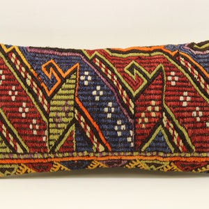 Handmade Lumbar kilim pillow 10x20 inch (25x50 cm) Oriental Boho pillow Turkish Kilim pillow cover Chair pillow Small Oblong Kilim A-885