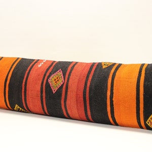 Handmade King size kilim pillow cover 12x48 inch Twin extra long Unique lumbar Flaming Kilim pillow cover Bedding Pillow Kilim Oblong N-520