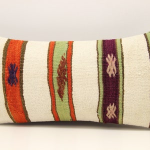 Handmade Lumbar kilim pillow 10x20 inch (25x50 cm) Oriental Boho pillow Turkish Kilim pillow cover Chair pillow Small Oblong Kilim A-785