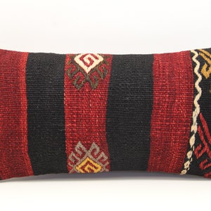 Handmade Lumbar kilim pillow 10x20 inch (25x50 cm) Oriental Boho pillow Turkish Kilim pillow cover Chair pillow Small Oblong Kilim A-980