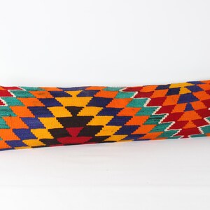 Twin extra long size kilim pillow cover 12x48 inch King size Anatolian lumbar Kilim Bohemian Geometric Bedding Chevron Queen Pillow N-845