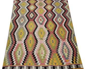 Vintage Turkish Kilim Rug, Handwoven Wool, Bohemian Area Rug (10.1x6.0 ft)