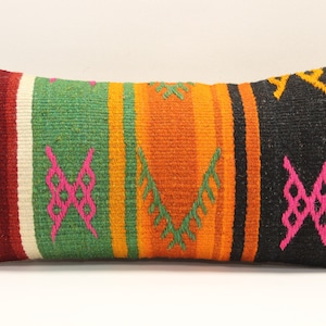 Decorative Lumbar kilim pillow 10x20 inch Oriental Boho pillow Turkish Anatolian Kelim pillow cover ethnic cushion cover A-1531