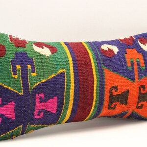 Decorative Lumbar kilim pillow 10x20 inch Oriental Boho pillow Turkish Anatolian Kelim pillow cover ethnic cushion cover A-1632