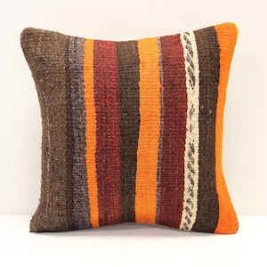 Turkish kilim pillow 14x14 inch Bohemian Kelim pillow Oriental Kilim Cushion cover Art deco pillow coverVintage Sofa pillow SL-920
