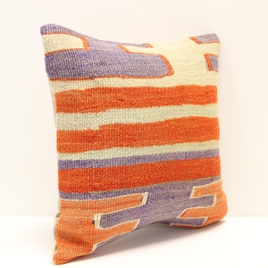 Turkish kilim pillow 14x14 inch Bohemian Kelim pillow Oriental Kilim Cushion cover Art deco pillow coverVintage Sofa pillow SL-915