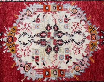 Alfombra Kilim turca hecha a mano de 1,57 m x 0,81 m, estilo vintage de lana tejida