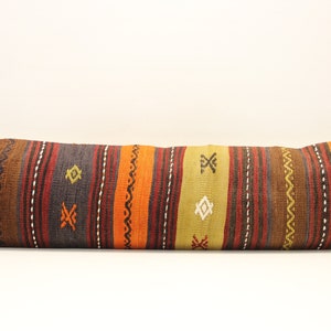 Handmade King size kilim pillow cover 12x48 inch Twin extra long Unique lumbar Flaming Kilim pillow cover Bedding Pillow Kilim Oblong N-555