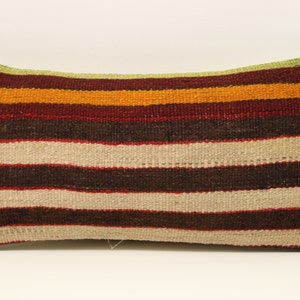 Handmade Lumbar kilim pillow 10x20 inch (25x50 cm) Oriental Boho pillow Turkish Kilim pillow cover Chair pillow Small Oblong Kilim A-874