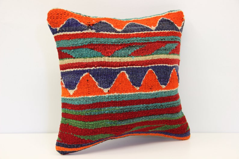 Throw kilim pillow 14x14 inch Anatolian Kelim pillow Turkish Kilim Pillow Kilim Cushion Art deco pillow cover Sofa pillow SL-182 35x35 cm