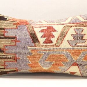Throw Kilim pillow cover 12x20 inch decorative Pillow Bohemian handmade Lumbar Oriental anatolian Kelim art deco style Cushion Cover B-1605