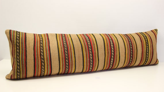 King size kilim pillow cover 14x48 inch 35x120 cm Bedding lumbar Kilim pillow cover extra long pillow cover Home Desing Oblong pillow T-209