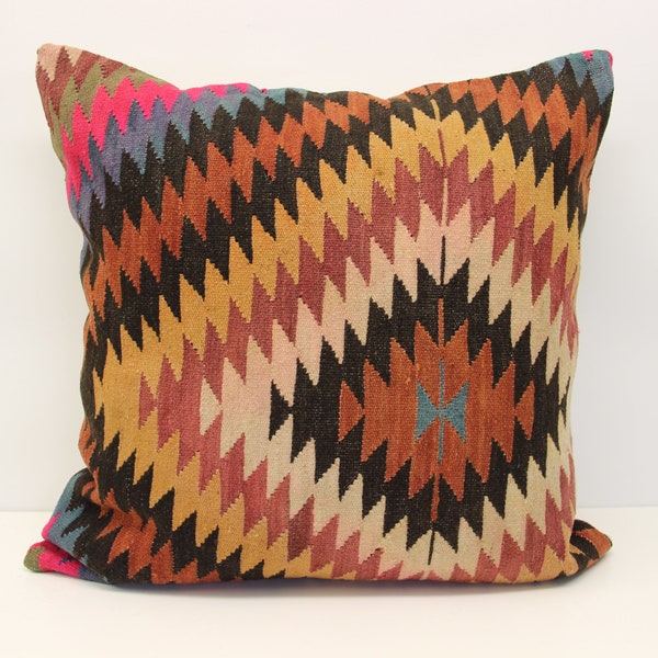 kilim pillow cover 24x24 inch (60x60 cm) Huge Kilim pillow Home Design Rustic Pillow cover Fireplace pillow King size pillow XL-348