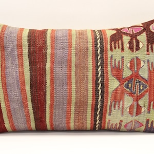 Vintage kilim pillow cover 12x20 inch decorative Pillow Bohemian Lumbar Throw Pillow Kelim Country style Cushion Cover B-1461