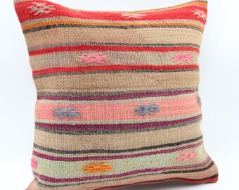 Bohemian Kilim Pillow Cover 18x18 Inch: Rustic Oriental Chevron boho Design art deco  cushion
