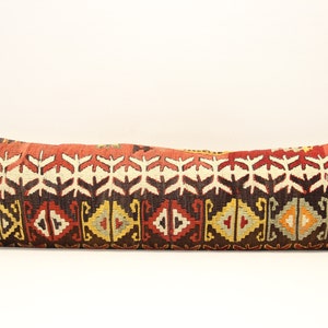 Handmade King size kilim pillow cover 12x48 inch Twin extra long Unique lumbar Flaming Kilim pillow cover Bedding Pillow Kilim Oblong N-537