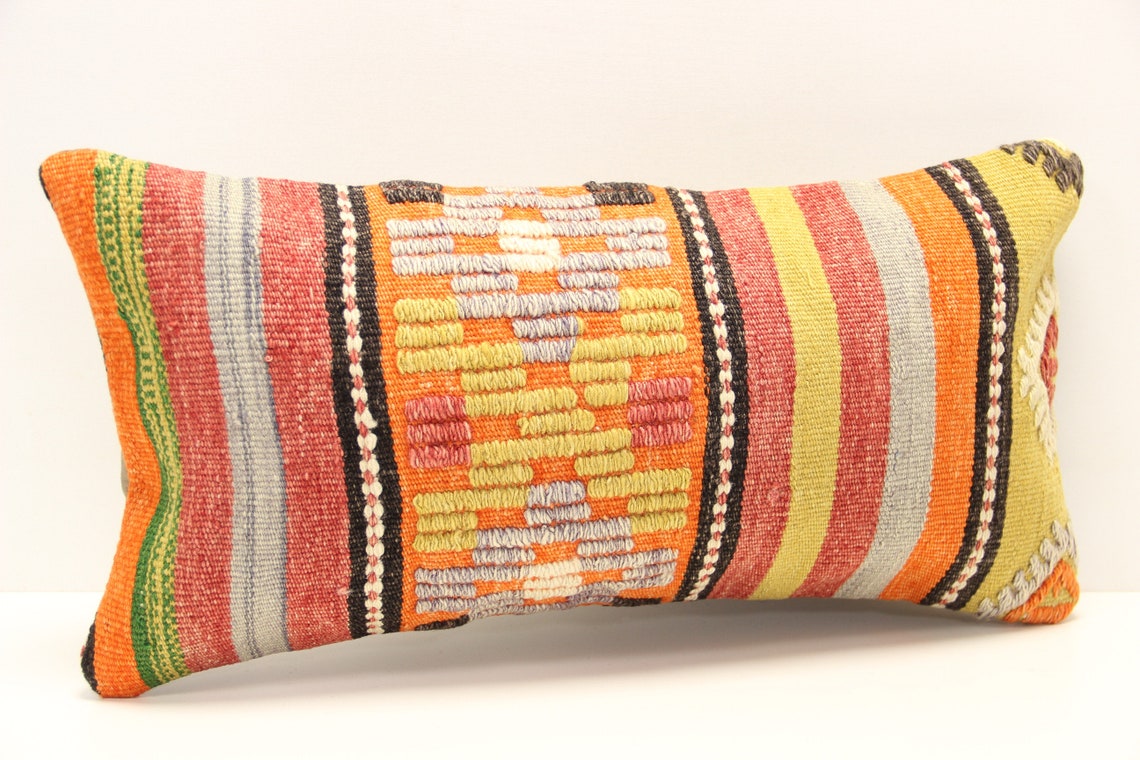 Anatolian Kilim Pillow Cover 12x24 Inch Ethnic Kilim Pillow Etsy