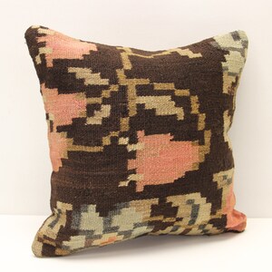Turkish Kilim pillow 16x16 inch Decorative pillow Boho kelim cushion cover Retro Home Decoration Art deco Vintage pillow cover  M-2983