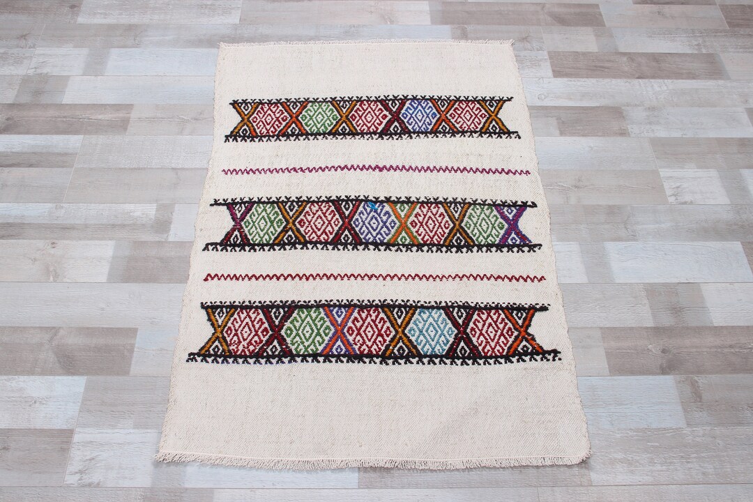 Vintage Turkish Kilim Rug: Handwoven Wool Entry Rug, 3'3x2'2 - Etsy