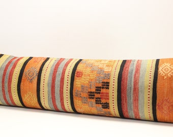 King size kilim pillow cover 14x48 inch Bedding lumbar Kilim pillow cover extra long pillow cover Home Desing Oblong pillow T-425