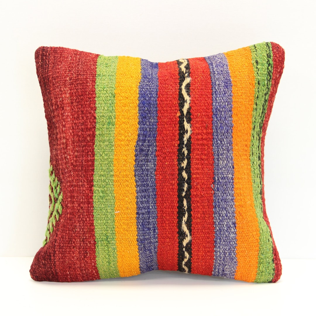 Accent Kilim Pillow Cover 12x12 Inch Natural Pillow Throw Kilim Pillow
