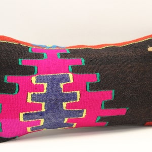 Decorative Lumbar kilim pillow 10x20 inch Oriental Boho pillow Turkish Anatolian Kelim pillow cover ethnic cushion cover A-1613