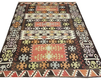 Natural Kilim Vintage Kilim rug 8,5x5,5 feet Area kilim rug boho kilim rug Floor Rug Oriental Rugs Handmade Kilim Rug  TR-741