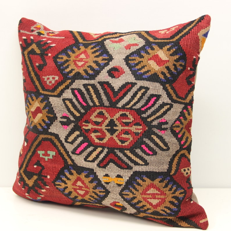 Kilim pillow 16x16 inch 40x40 cm Decorative pillow Boho Etsy