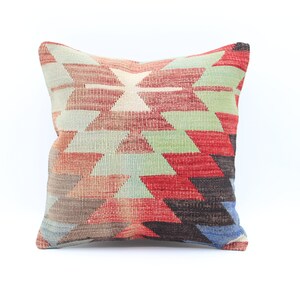 Turkish kilim pillow 14x14 inch Bohemian Kelim pillow Oriental Cushion cover Anatolian Art deco pillow cover Vintage Sofa pillow SL-1042