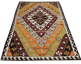 Turkish Vintage Kilim rug 10,5x5,4 feet Area kilim rug Handmade Vintage  kilim rug Floor Rug Oriental Rugs Handmade Kilim Rug  TR-1762