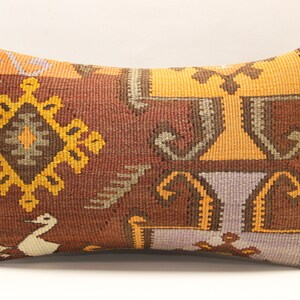 Throw Kilim pillow cover 12x20 inch decorative Pillow Bohemian handmade Lumbar Oriental anatolian Kelim art deco style Cushion Cover B-1611