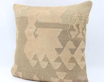 Funda de almohada Boho Kilim de 16 x 16, cojín turco vintage