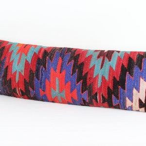 Twin extra long size kilim pillow cover 12x48 inch King size Anatolian lumbar Kilim Bohemian Geometric Bedding Chevron Queen Pillow N-813