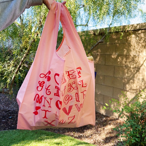 Drop Cap Reusable Bag, Foldable market bag, Baggu Bag, Eco-Friendly Zero Waste Bag, Ripstop nylon bag