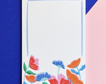 Bloc de notas con motivos florales: bloc de notas en blanco, bloc de notas desprendible, bloc de notas con motivos florales, bloc de notas bonito, bloc de notas para la vuelta al cole, bloc de notas de la tienda de comestibles