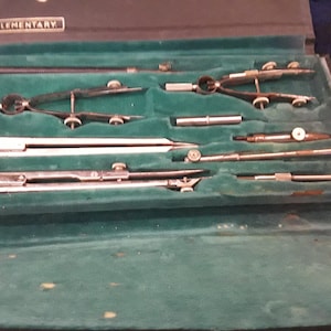 Vintage Elementary Drafting Tools Set Mechanical