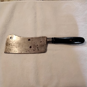 Vintage Meat Cleaver with Black Wooden Handle