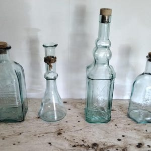 Vintage Green Glass Bottles