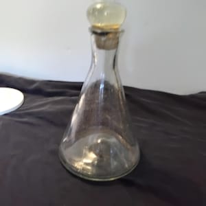 Vintage Blue Hand blown Green Glass Wine Carafe