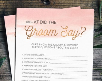 What Did The Groom Say Bridal Shower Game, What Did The Groom Say, Printable What Did The Groom Say, Bridal Shower Games, Hen Party Games