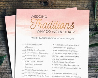 Why Do We Do That Game, Wedding Traditions Guessing Game Printable, Bridal Shower Trivia Games, Instant Download, Hen Party Games BG