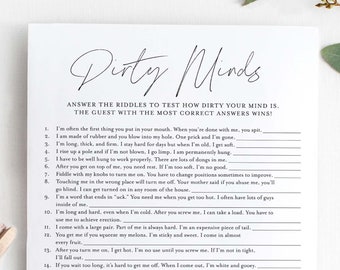 Dirty Minds Game Bachelorette Games, Bachelorette Party, Hen Party Games, Dirty Bachelorette, Minimal