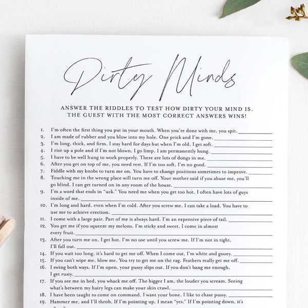 Dirty Minds Game Bachelorette Games, Bachelorette Party, Hen Party Games, Dirty Bachelorette, Minimal