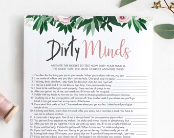 Dirty Minds Game Bachelorette Games, Bachelorette Party, Hen Party Games, Dirty Bachelorette, Floral