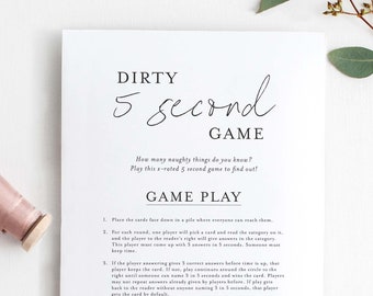 Dirty 5 Second Game Bachelorette Party, Bachelorette Games, 5 Second Rule, Hen Party Games PRINTABLE, Digital Download Minimal