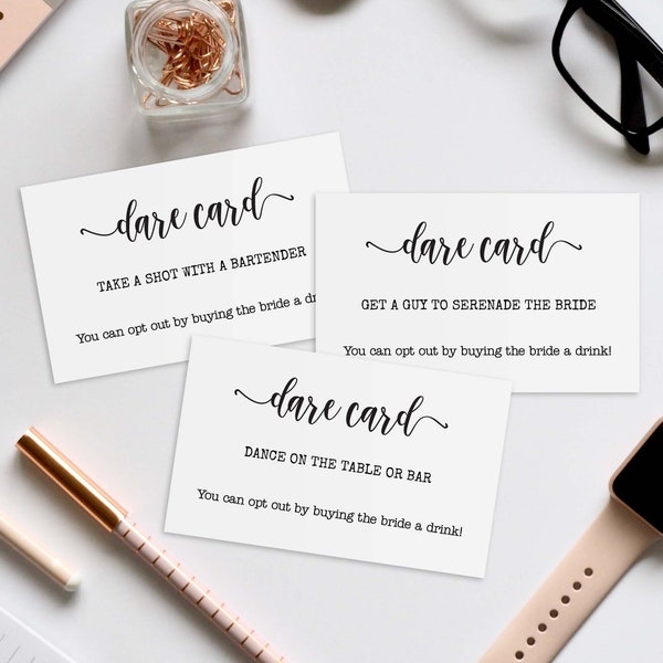 Bachelorette Dare Cards, Editable Bachelorette Games, Bachelorette Party, Drink or Dare Game, Digital Download, Hen Party Games RS
