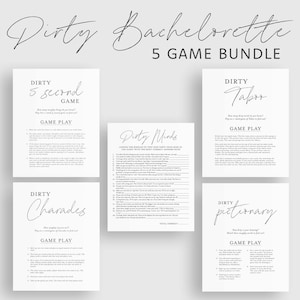 5 Bachelorette Games Bundle, Bachelorette Bundle, Dirty Minds Game, Bachelorette Party, Hen Party Games, Digital Download, Minimal