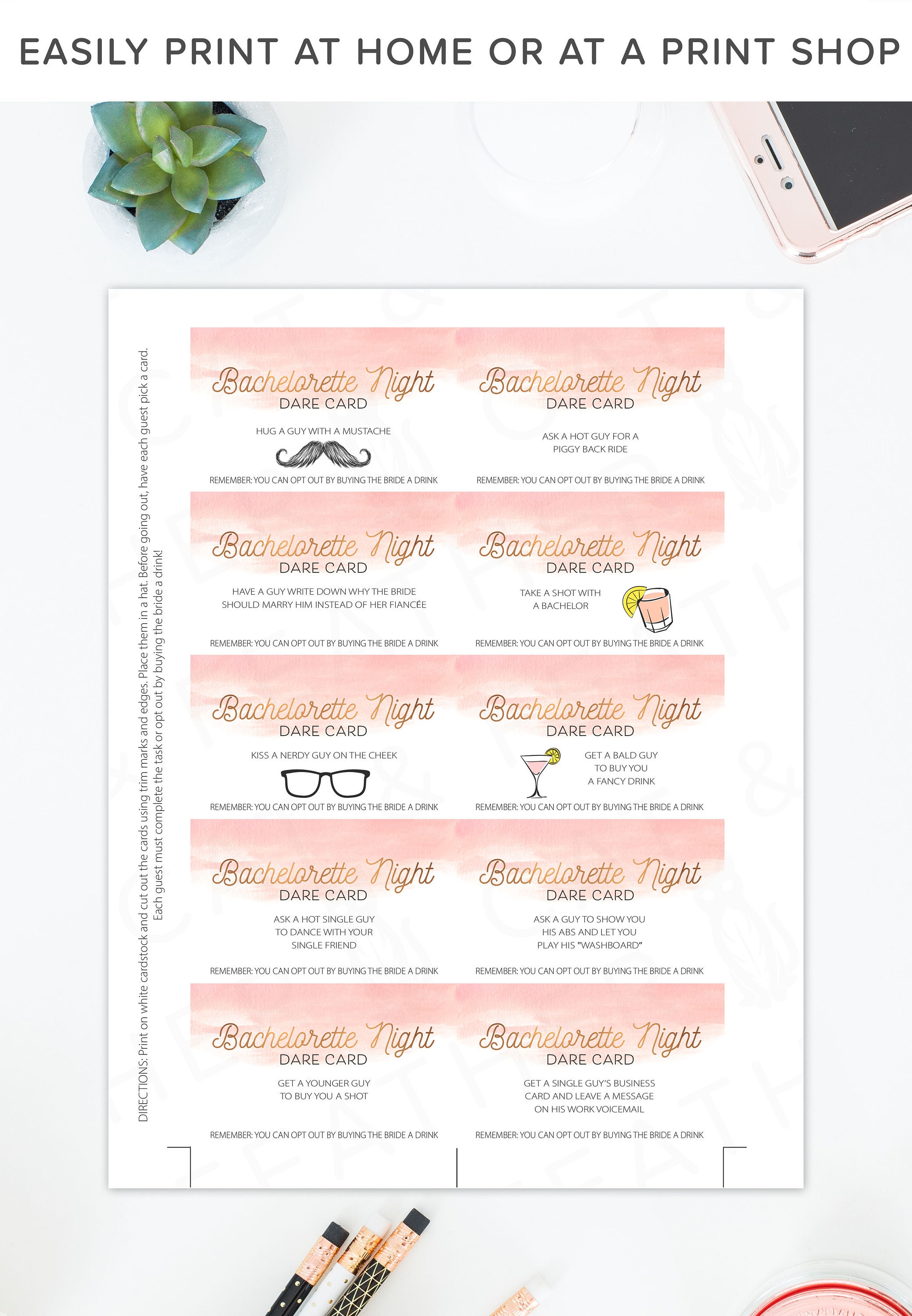Bachelorette Dare Cards Bachelorette Party Games Printable | Etsy